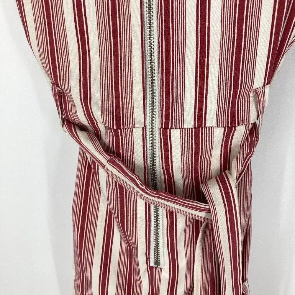 NWT Romeo + Juliet Couture red striped wide leg jumpsuit sz L - Picture 7 of 12